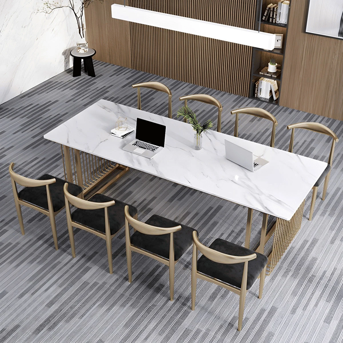 ÇLM6846 Modern Dikdörtgen Çalışma Masası MDF Üstlü Metal Kızak Ayaklı