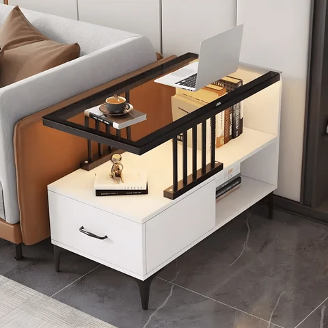 ZGN20208 Modern Metal Tabanlı Çekmeceli Dikdörtgen Yan Sehpa