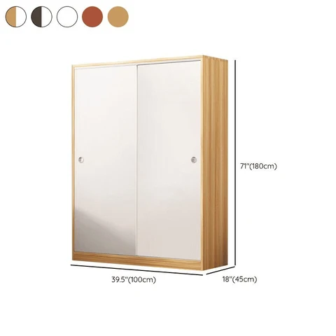 DLP-027 Modern Dikdörtgen Gardırop Ahşap Kapaklı Raflı Askılıklı