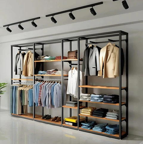 MĞZ7846 Modern Duvara Monte Metal Butik Konfeksiyon Askılık Standı