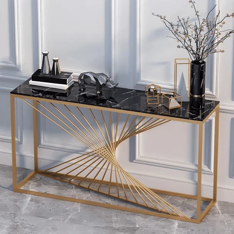 DRS-080 Modern Dikdörtgen Konsol Masa MDF Metal Ayaklı
