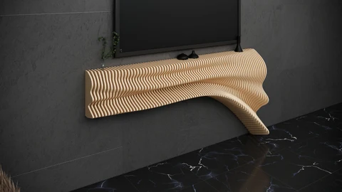 KC-0605 Parametrik Dalgalı Ahşap TV Ünitesi