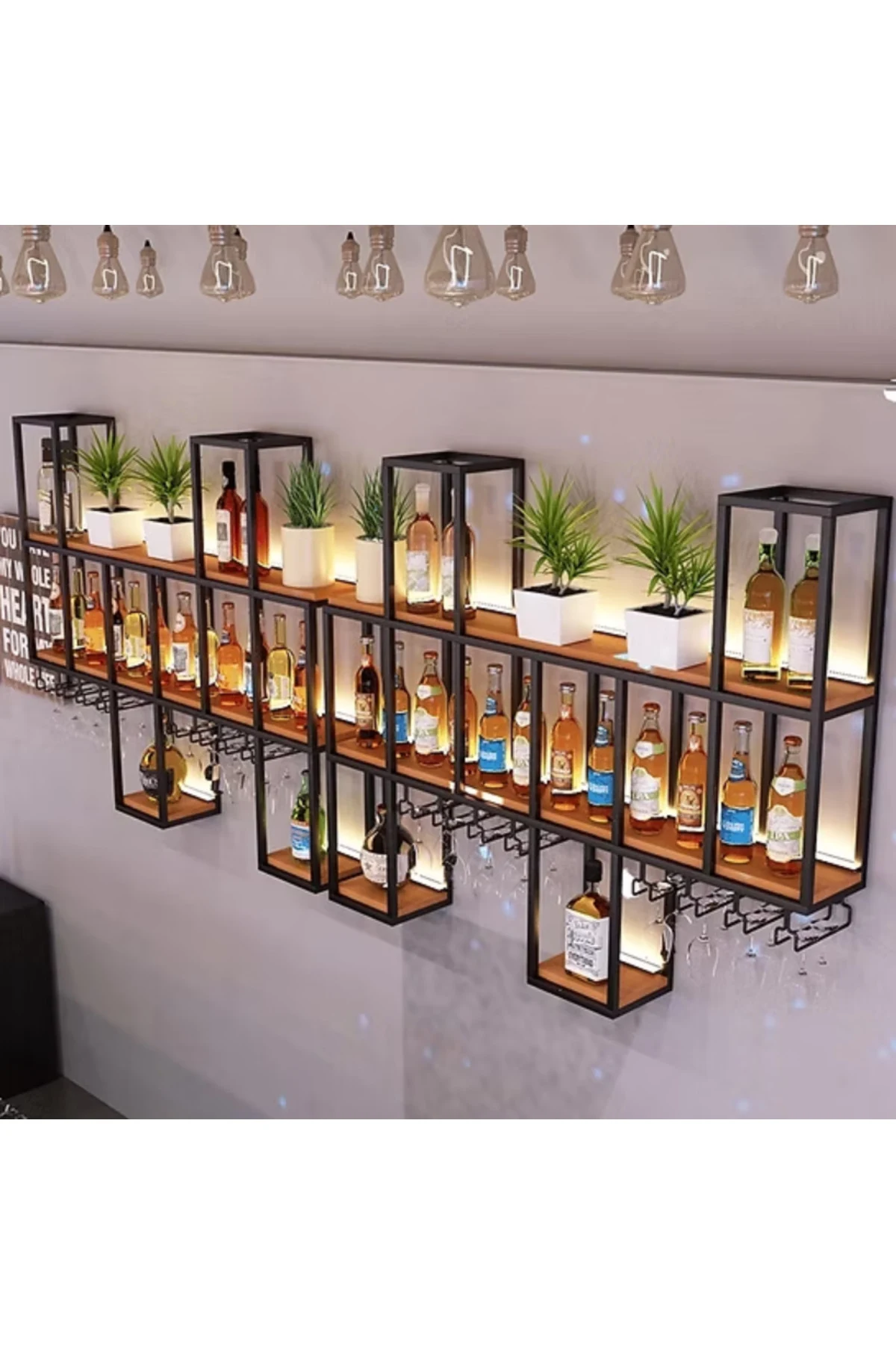 ŞRP4285 Modern Duvara Monte Metal Şaraplık Standı