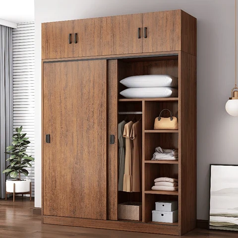 DLP-030 Modern Ahşap Gardırop Kapaklı Raflı Askılıklı