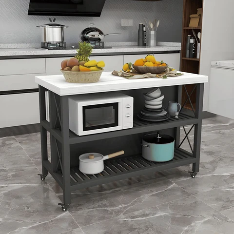 KC-0222 Modern Metal Tabanlı Mutfak Hazırlık Masası, MDF Tezgah