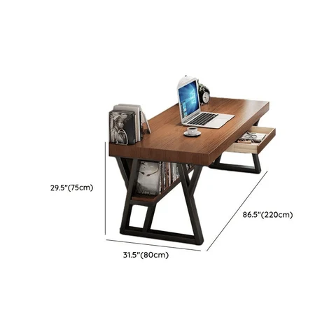 ÇLM487 Modern Dikdörtgen Çalışma Masası Ahşap Metal Ayaklı