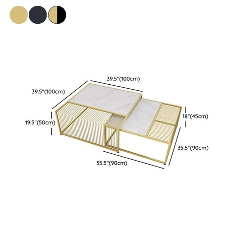 SHP03079 Modern Kare MDF Tablalı Metal Çerçeveli Orta Sehpa