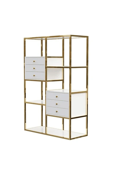 KTP6403 Altın Metal Dekoratif Kitaplık 100x40 cm
