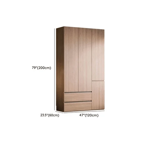 DLP-016 Modern Dikdörtgen Gardırop Ahşap Çekmeceli Askılıklı Kahverengi