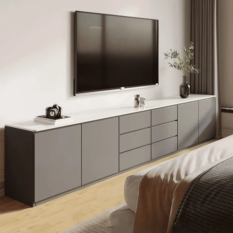KTV-019 Modern Dikdörtgen TV Sehpası Ahşap Çekmeceli Dolaplı