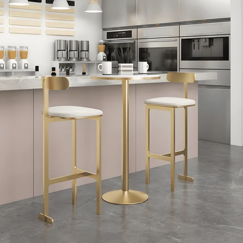 KC-0173 Modern Arkalıklı Kolsuz Bar Taburesi,Altın