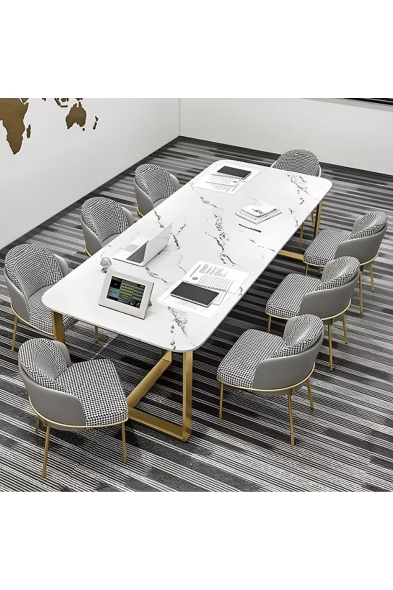 TPL4876 Modern Dikdörtgen Çalışma Masası MDF Üstlü Metal H Ayaklı