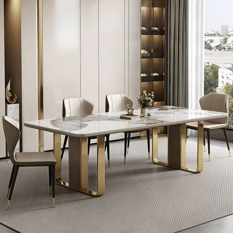 YMK460 Modern Dikdörtgen Yemek Masası MDF Üstlü Metal Ayaklı