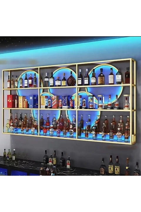 ŞRP4012 Modern Duvara Monte Metal Panel Şaraplık Standı