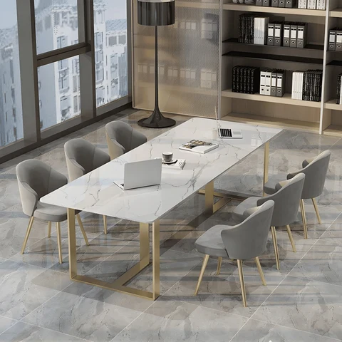 YMK3468 Modern Dikdörtgen Yemek Masası, MDF Tabla, Altın Ayak