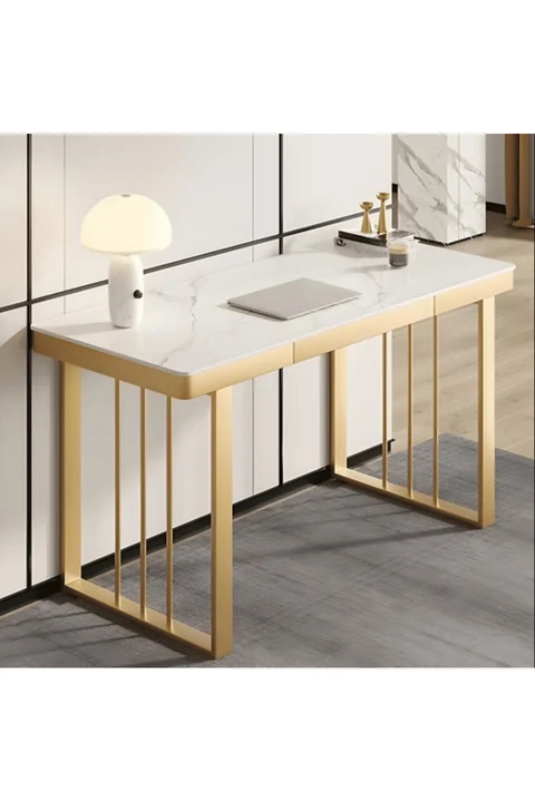 ÇLM354 Modern Dikdörtgen Çalışma Masası MDF Üstlü Metal Kızak Ayaklı Çekmeceli