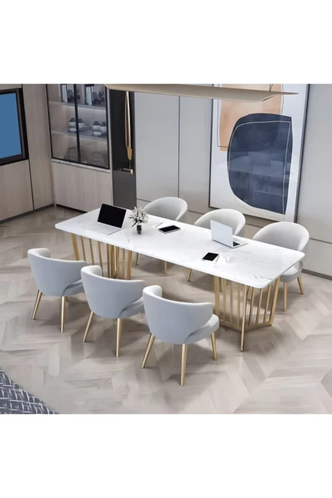 KC-0239 Glam MDF Ofis ve Yemek Masası Metal Kızak Ayaklı