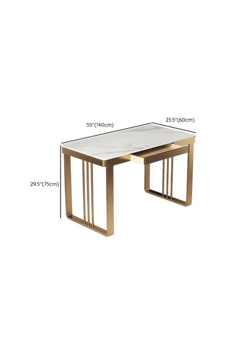 ÇLM354 Modern Dikdörtgen Çalışma Masası MDF Üstlü Metal Kızak Ayaklı Çekmeceli