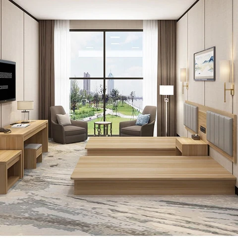 KC-029 Modern Lüks Kral Boyu Çift Kişilik Yatak Seti Otel Yatakları
