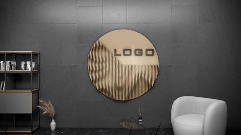 KC-081 Dalgalı Ahşap Duvar Dekoru – 3D Sanatsal Logo İç Mekân Tasarımı