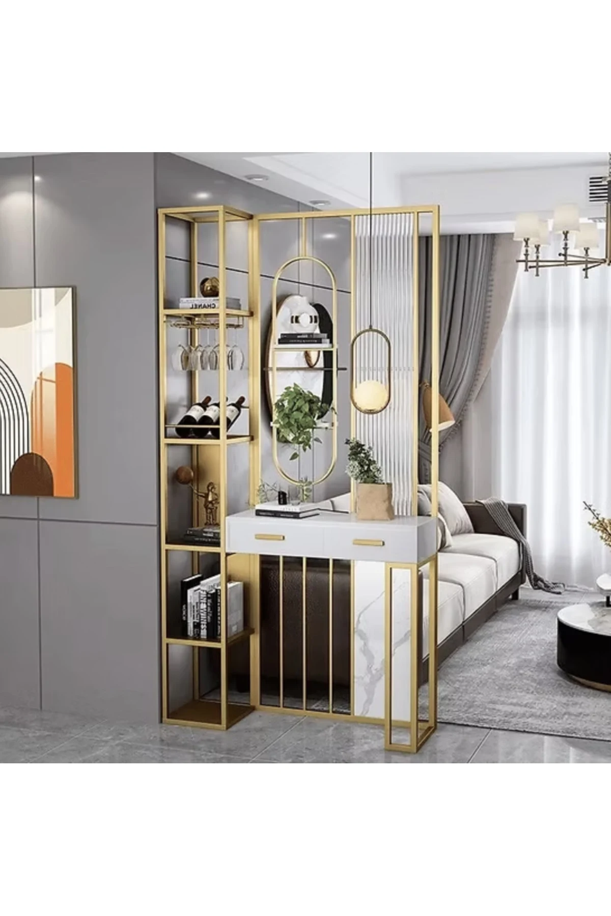 SPR6187 Modern Metal Bölme Panel Raflı Ayakkabılık Ünitesi