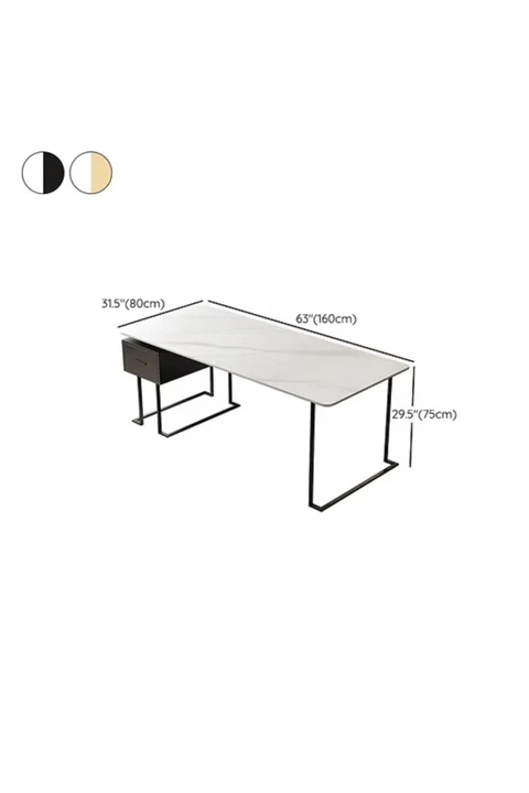 ÇLM0468 Modern Dikdörtgen Çalışma Masası MDF Üstlü Metal Ayaklı Çekmeceli