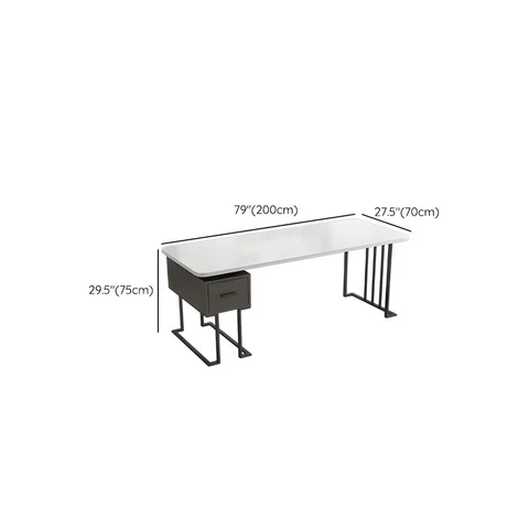 KC-0242 Modern Yazı Masası, Metal Ayaklı Dikdörtgen Çalışma Masası, Ahşap Üstlü