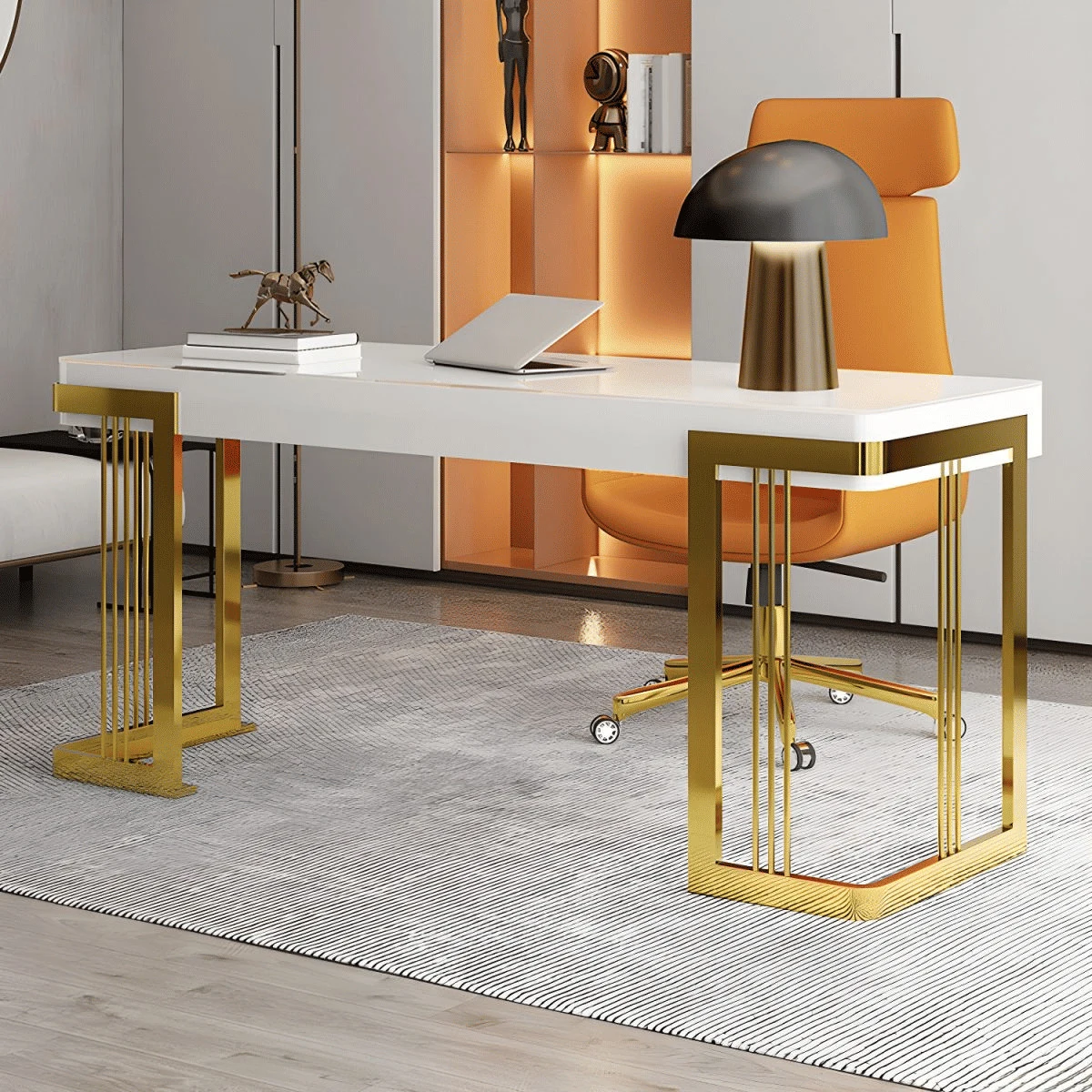 KC-0244 Tasarım Metal Ayaklı Çalışma Masası, Dikdörtgen Ofis Masası