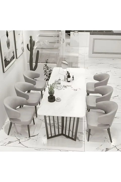 KC-0239 Glam MDF Ofis ve Yemek Masası Metal Kızak Ayaklı