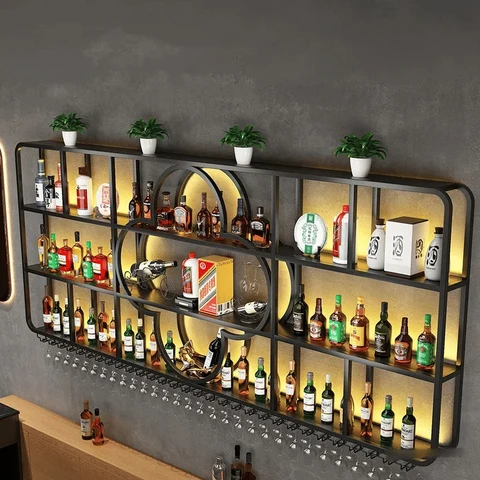 ŞRP4809 Modern Endüstriyel Metal Duvara Monte Şaraplık Standı