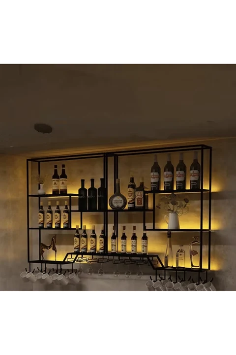 ŞRP4053 Modern Endüstriyel Metal Duvara Monte Şaraplık Standı