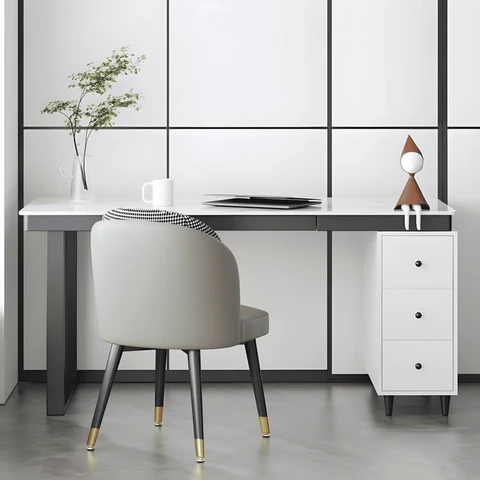 ÇLM328 Modern Dikdörtgen Çalışma Masası MDF Üstlü Metal Ayaklı Çekmeceli
