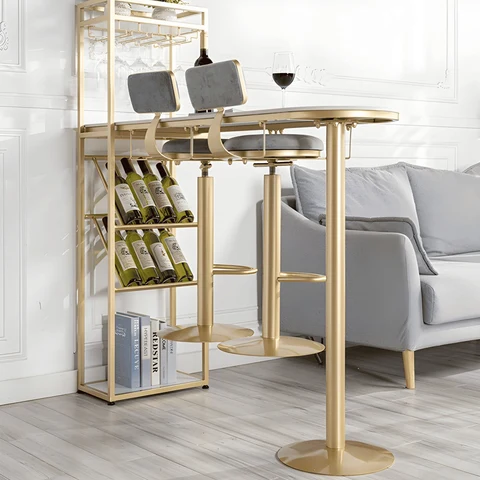 BRM806 Modern Dikdörtgen Bar Masası MDF Üstlü Metal Ayaklı