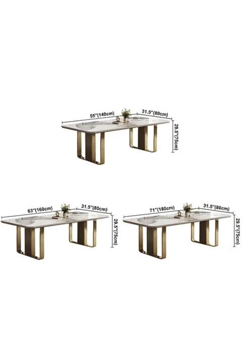 YMK460 Modern Dikdörtgen Yemek Masası MDF Üstlü Metal Ayaklı