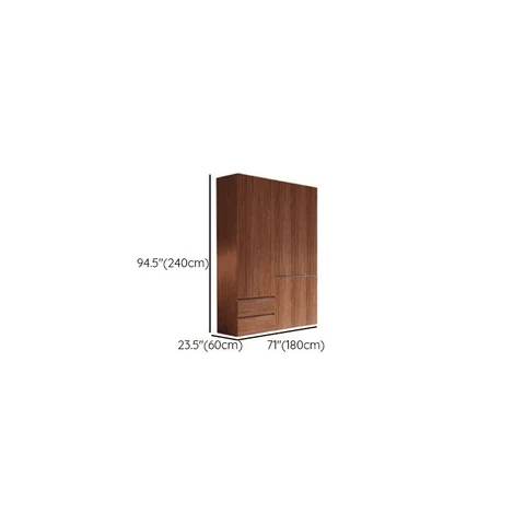 DLP-011 Modern Dikdörtgen Gardırop Ahşap Çekmeceli Askılıklı Kahverengi