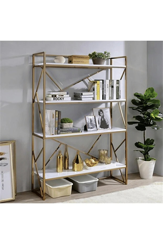 KPT5345 Sarı Metal Kitaplık 120x35x180 cm