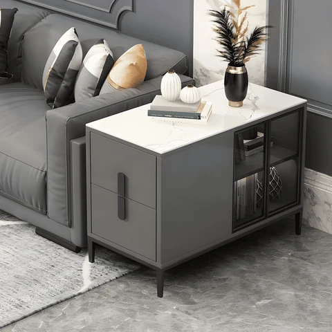 ZGN24980 Modern MDF Çekmeceli Dikdörtgen Yan Sehpa