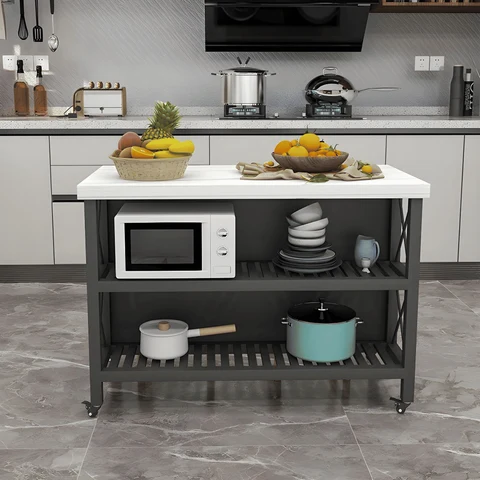 KC-0222 Modern Metal Tabanlı Mutfak Hazırlık Masası, MDF Tezgah