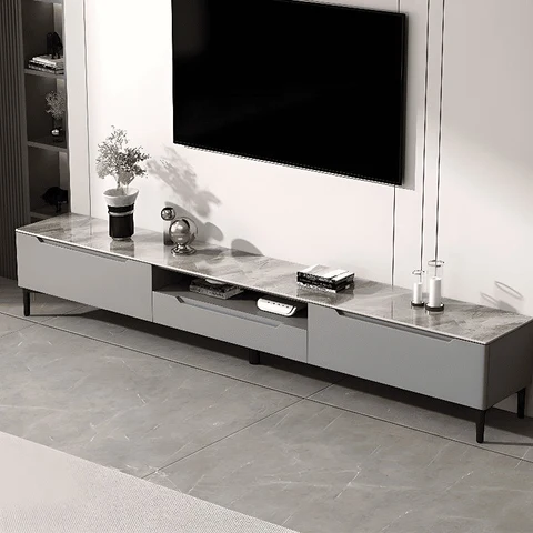 KTV-024 Modern Dikdörtgen TV Sehpası MDF 3 Çekmeceli Raflı
