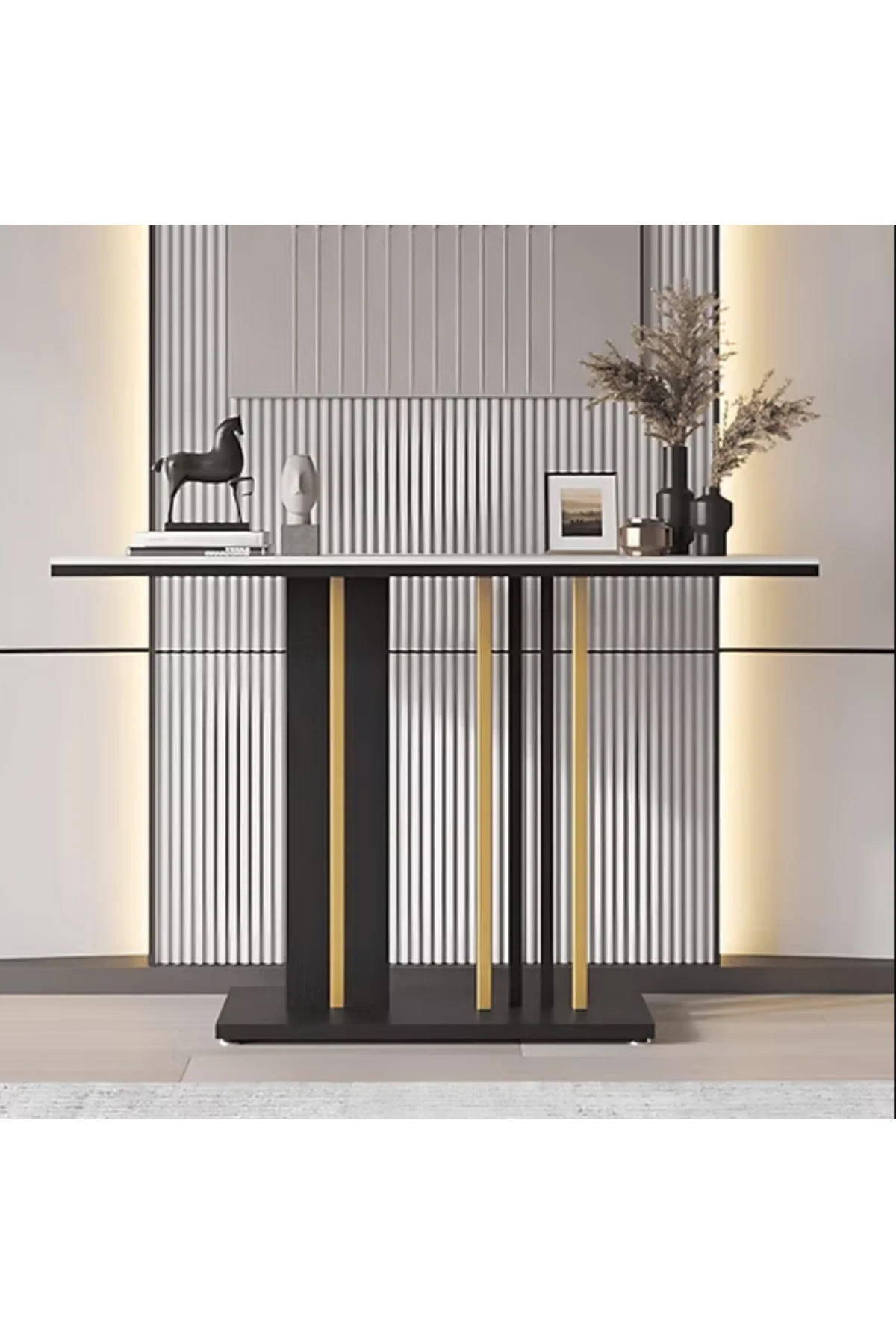 KC-0204 Modern Dikdörtgen MDF Dresuar, Çizilmeye Dayanıklı Metal