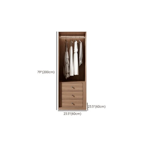 DLP-031 Modern Dikdörtgen Gardırop Ahşap Çekmeceli Askılıklı Kahverengi