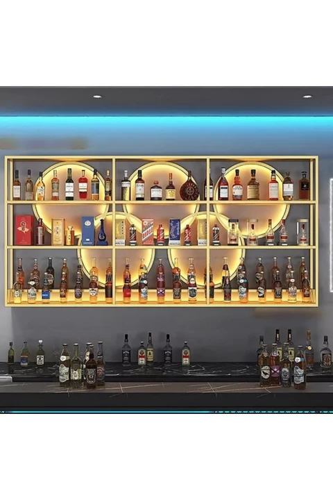 ŞRP4012 Modern Duvara Monte Metal Panel Şaraplık Standı