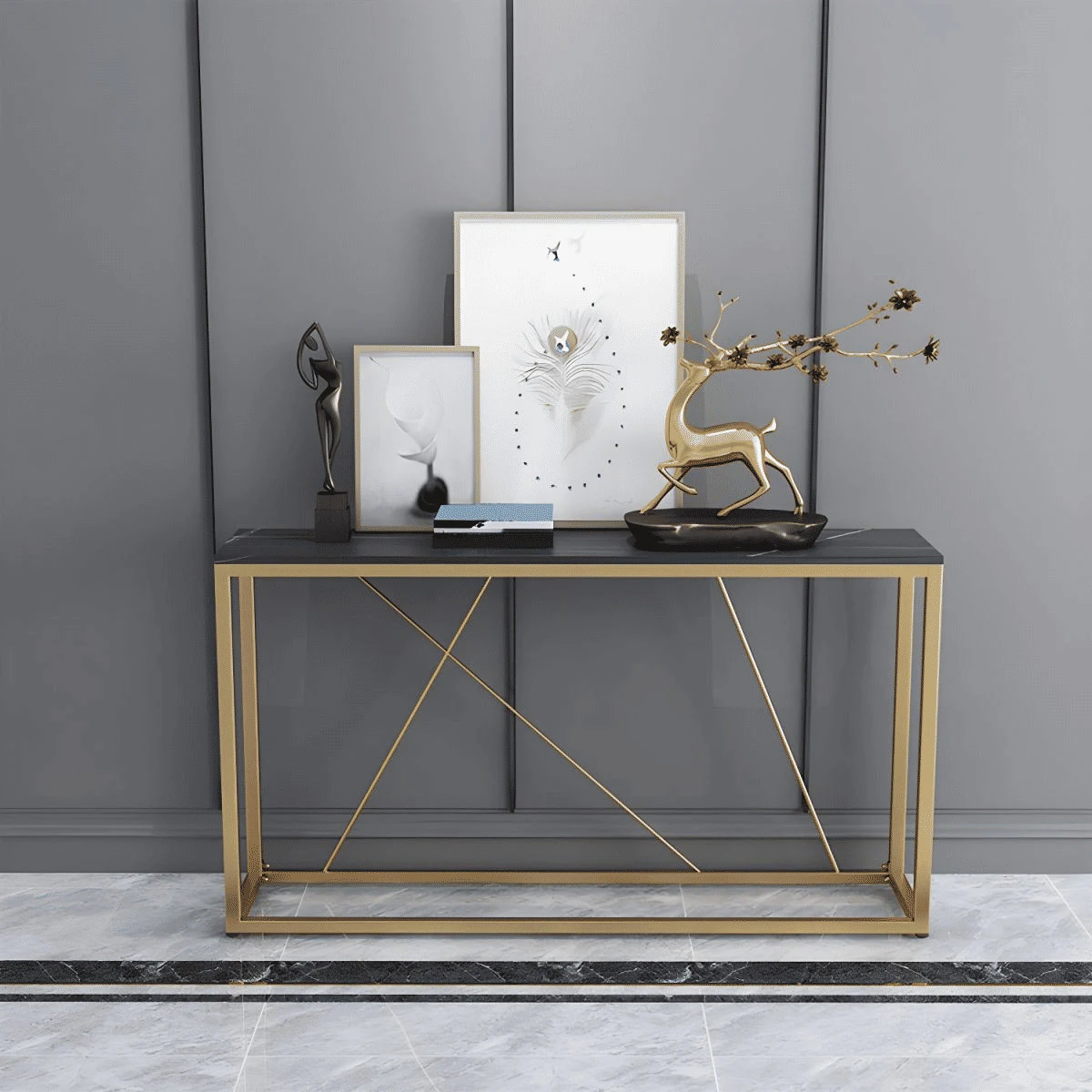 DRS-K1 Modern Dikdörtgen Konsol Masa MDF Metal Ayaklı