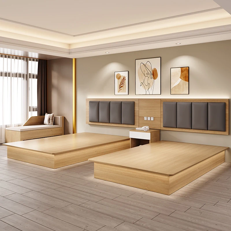KC-030 Modern Otel Yatak Odası Mobilya Seti - Dayanıklı Ahşap Çerçeveli Yatak