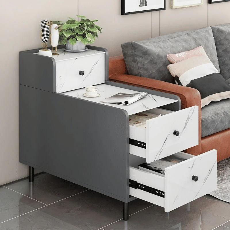 ZGN61814 Modern MDF Dikdörtgen 3 Çekmeceli Yan Sehpa