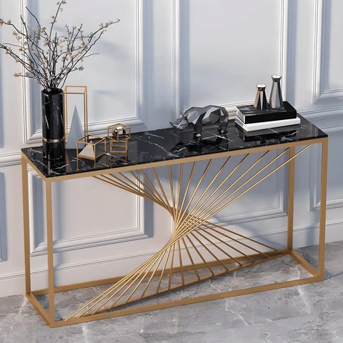 DRS-080 Modern Dikdörtgen Konsol Masa MDF Metal Ayaklı