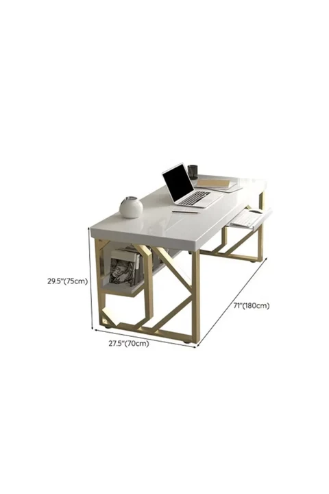 ÇLM9342 Modern Dikdörtgen Çalışma Masası Ahşap Metal Kızak Ayaklı