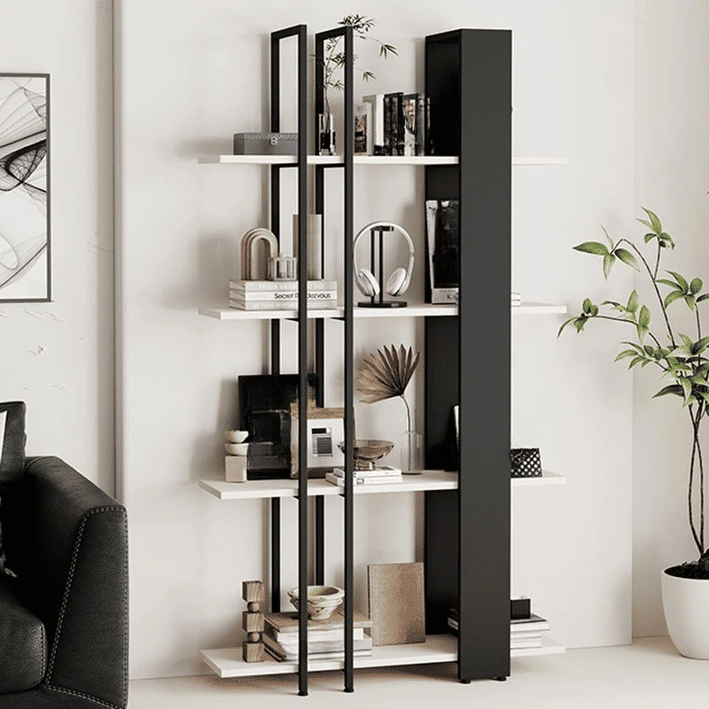KC-0230 4 Raflı Metal Dekoratif Kitaplık, Açık Sırtlı,