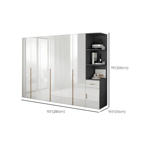 DLP-013 Modern Dikdörtgen Gardırop Ahşap Kapaklı Raflı Askılıklı Beyaz