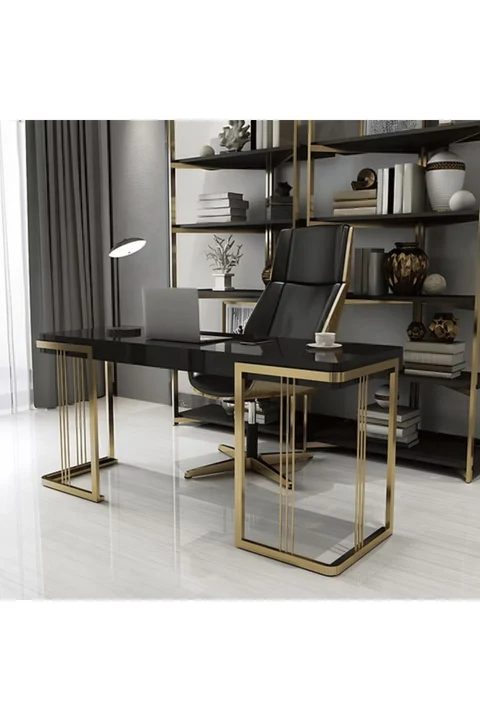 ÇLM780 Modern Dikdörtgen Çalışma Masası MDF Üstlü Metal H Ayaklı